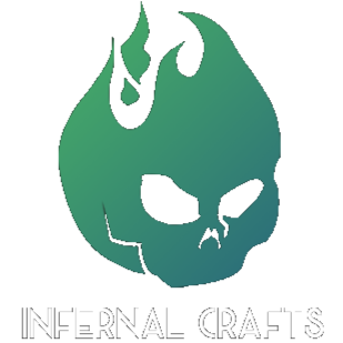 Green Flaming Skull Infernal Crafts Logo